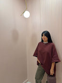 Maxi t-shirt bordeaux con orlo