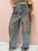Jeans sfumato risvolto in vita