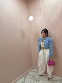 Giubbino cropped denim