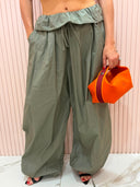 Pantalone cargo risvolto verde