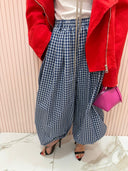 Pantalone balloon Aladin quadri blu