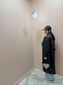 Trench maxi black ecopelle