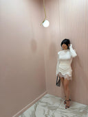 Mini dress white manica lunga