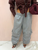 Pantalone tuta cargo grigio