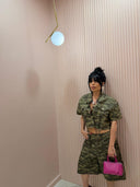 Camicia military stringhe mimetica