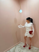 Dress flower lace bianco