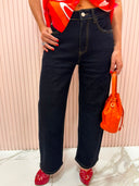 Jeans straight dark denim lavaggio zero
