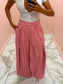 Pantalone palazzo con riprese rosa