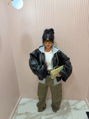 Bomber ecopelle combinato con felpa