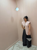 Blazer smanicato mood Zar* gessato rosa chiaro