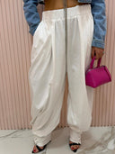 Pantalone balloon caviglia stretta bianco