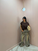 Canotta oversize spalla larga marrone