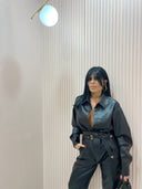 Camicia ecopelle nera