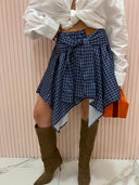 Gonna midi effetto camicia blu