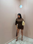 Mini dress lux marrone