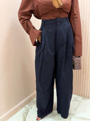 Pantalone riprese vita alta blu