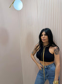 Canotta crop halter nera