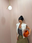 Giacca gilet white denim alamari mood Zar*