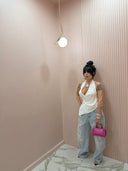 Top satin bianco