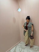 Gilet oversize denim beige