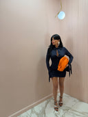 Mini dress bottoncini blu