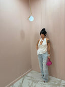 Top satin bianco