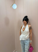 Top satin bianco