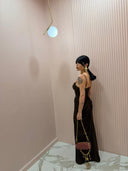 Dress con spacco brown