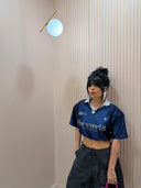 T-Shirt basket cropped blu