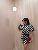 Mini dress manica a palloncino pois