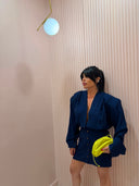Dress Madame in lino blu