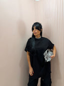 T-shirt maxi spacchetto nera