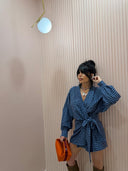 Dress incrociato quadri blu