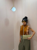 Body collo alto scollato terracotta/camel