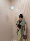 Gilet oversize denim beige