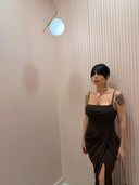 Dress con spacco brown