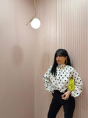 Top manica lunga pois con fiocco