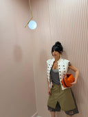 Giacca gilet white denim alamari mood Zar*