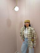 Camicia a quadri beige