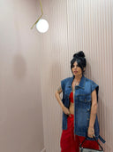 Gilet oversize denim scuro