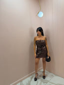 Mini dress paillettes marrone