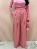 Pantalone palazzo con riprese rosa