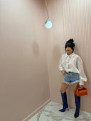 Shorts denim sfrangiato
