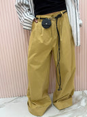 Pantalone palazzo camel con piegone