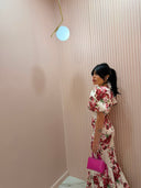 Dress maxi flower bloom red