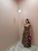 Dress a quadri pink and brown