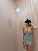 Mini dress Shine argento