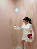 Dress flower lace bianco