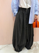 Pantalone palazzo gessato molla sul fondo