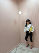 Top manica lunga pois con fiocco